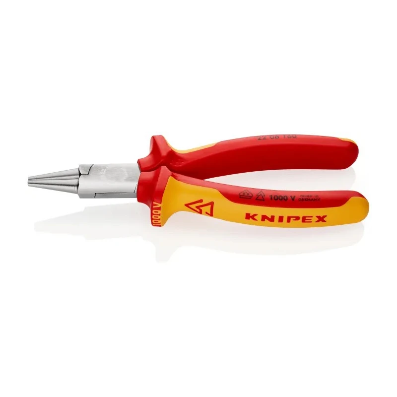 Knipex Flat Nose Plier 160mm Overall Round VDE/1000V Approved, 30mm Jaw 22 06 160