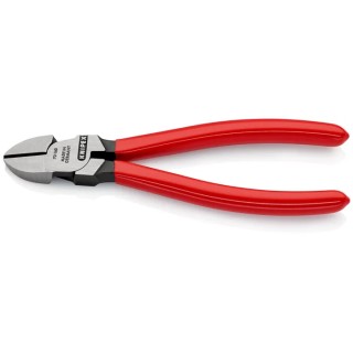 Knipex Side Cutter with Bevel Cut, Steel Jaw, Bi-Metal Handle, Plastic Grip, 160mm, Model 70 01 160