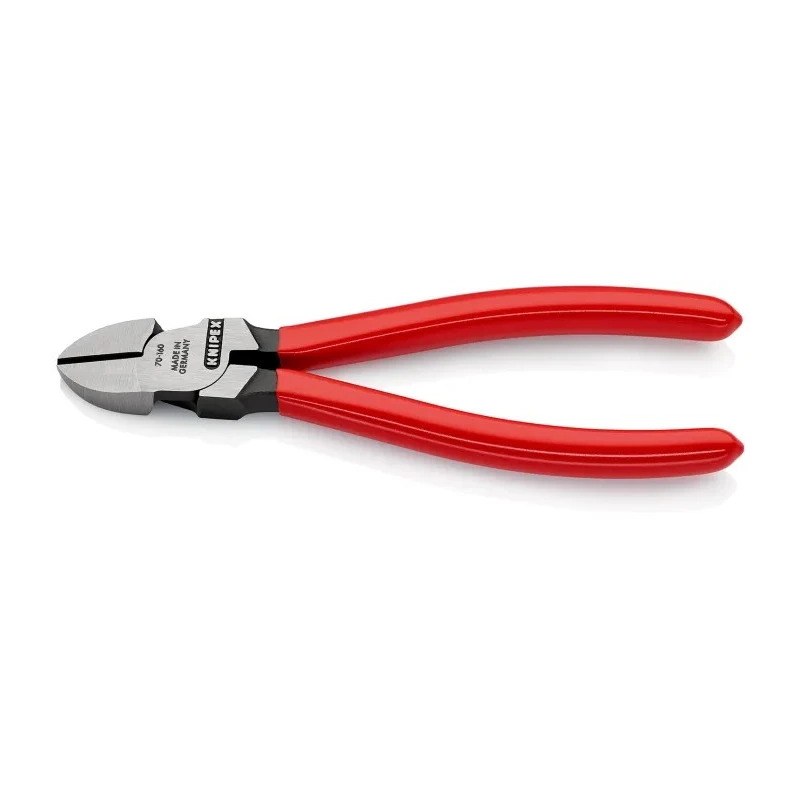 Knipex Side Cutter with Bevel Cut, Steel Jaw, Bi-Metal Handle, Plastic Grip, 160mm, Model 70 01 160