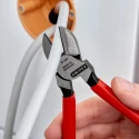 Knipex Side Cutter with Bevel Cut, Steel Jaw, Bi-Metal Handle, Plastic Grip, 160mm, Model 70 01 160