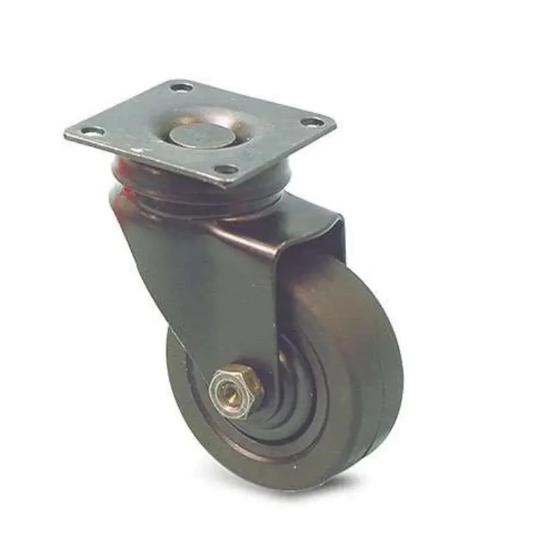 Guitel Hervieu Swivel Castor with 40 kg Load Capacity, 50 mm Rubber Wheel, Black Epoxy Pressed Steel Frame 366510