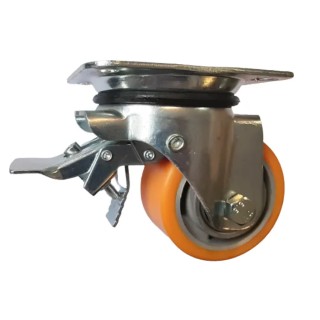 Guitel Hervieu Braked Swivel Castor 400 kg Load Capacity 100 mm Polyurethane Wheel UP5BI100-21B