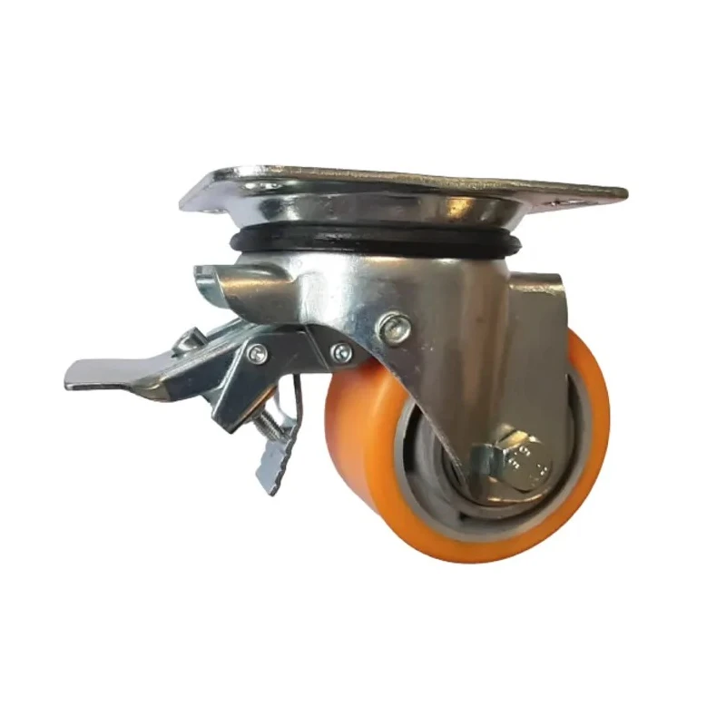 Guitel Hervieu Braked Swivel Castor 400 kg Load Capacity 100 mm Polyurethane Wheel UP5BI100-21B