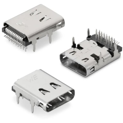 Wurth Elektronik WR-COM USB 3.1 Type C Receptacle Horizontal THR/SMT 14 Way USB C Connector, Solder 632723100011