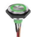 APEM Illuminated Vandal Proof Push Button Switch, Momentary, Panel Mount, 30.2 mm Cutout, SPST, Green LED AV5V122000074BK