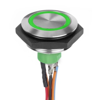 APEM AV Series Illuminated Vandal Proof Push Button Switch Momentary Panel Mount, 30.2 mm Cutout, SPST AV5V222000074BK