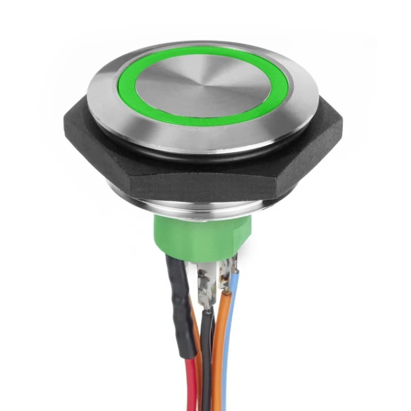 APEM AV Series Illuminated Vandal Proof Push Button Switch Momentary Panel Mount, 30.2 mm Cutout, SPST AV5V222000074BK