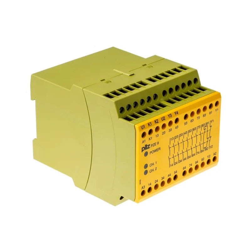 Pilz PZE 9 24V DC Safety Relay with 8 Safety Contacts and 1 Auxiliary Contact 774150