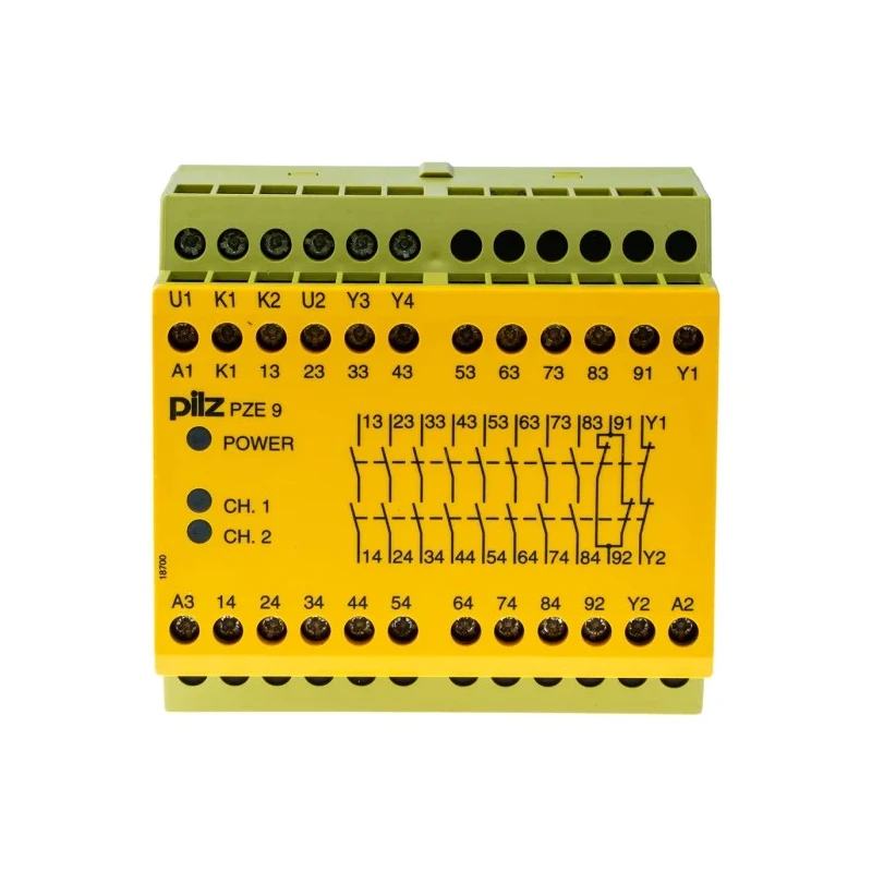 Pilz PZE 9 24V DC Safety Relay with 8 Safety Contacts and 1 Auxiliary Contact 774150