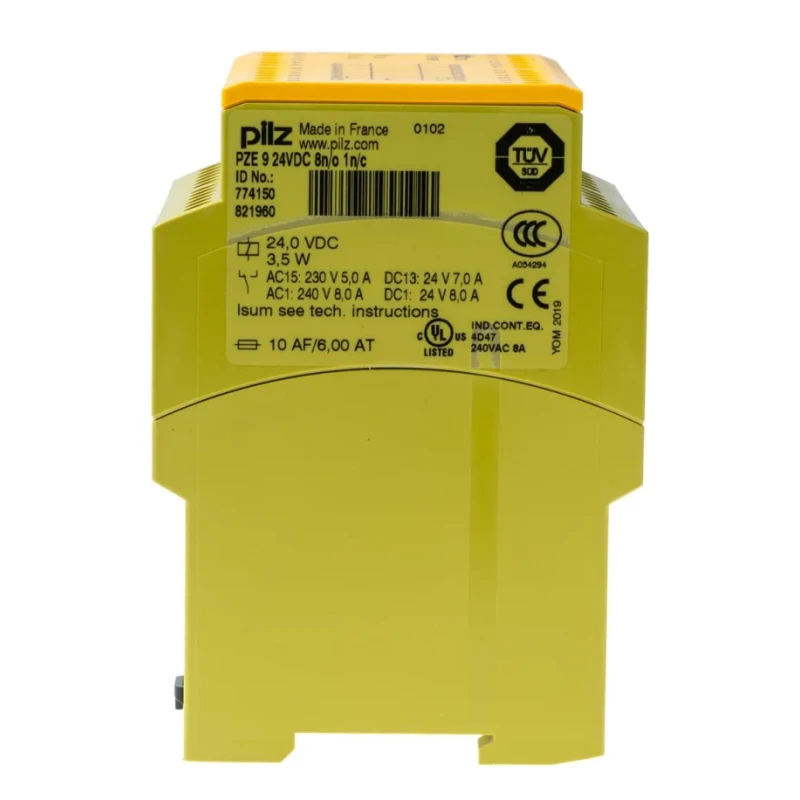 Pilz PZE 9 24V DC Safety Relay with 8 Safety Contacts and 1 Auxiliary Contact 774150
