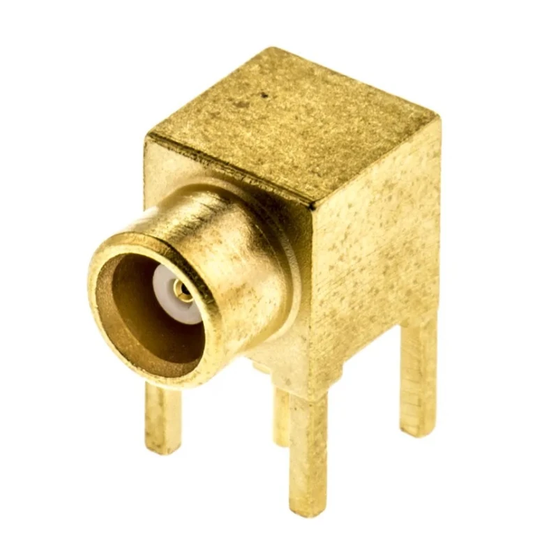 Radiall MCX Series Coaxial Connector Through Hole Female MCX 50 Ω Right Angle Body Solder R113665000W