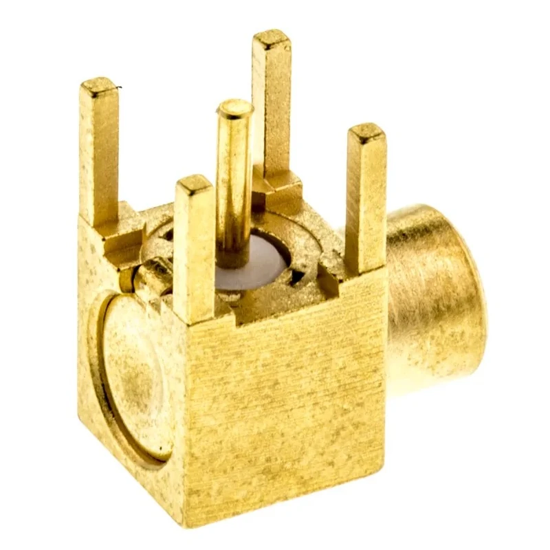 Radiall MCX Series Coaxial Connector Through Hole Female MCX 50 Ω Right Angle Body Solder R113665000W