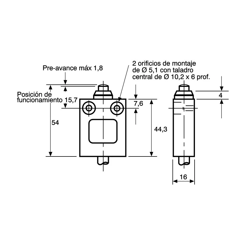 Honeywell 14CE Series Plunger Limit Switch, SPDT Contact, IP65-IP68 Rated, Die Cast Zinc Housing, 250V AC, 5A 14CE18-1
