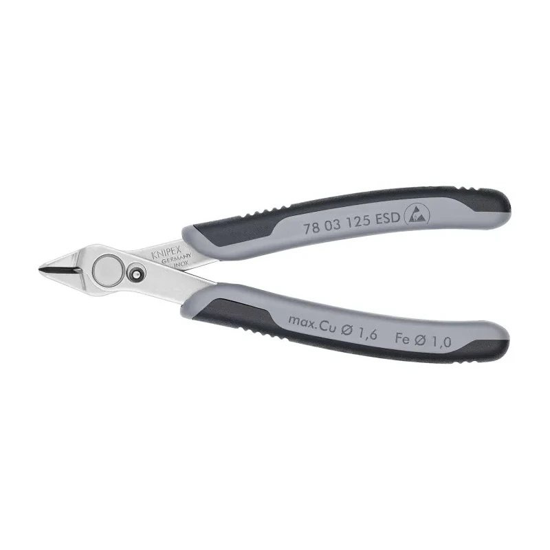 Knipex Super Knips® With Bevel ESD Safe Side Cutter 125mm Stainless Steel Jaw 1.6mm Cutting Capacity 78 03 125 ESD