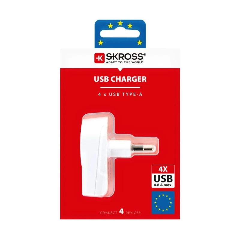 SKROSS 4 Output USB Type A AC-DC Converter Power Supplies AC/DC Adapter Type C 24W 5V DC Output 4.8A SKR-0090