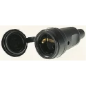 Kopp Female Black Schuko Clutch with Lid IP44 Rubber 2P+E Mains Connector Accessory IP44