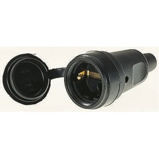 Kopp Female Black Schuko Clutch with Lid IP44 Rubber 2P+E Mains Connector Accessory IP44