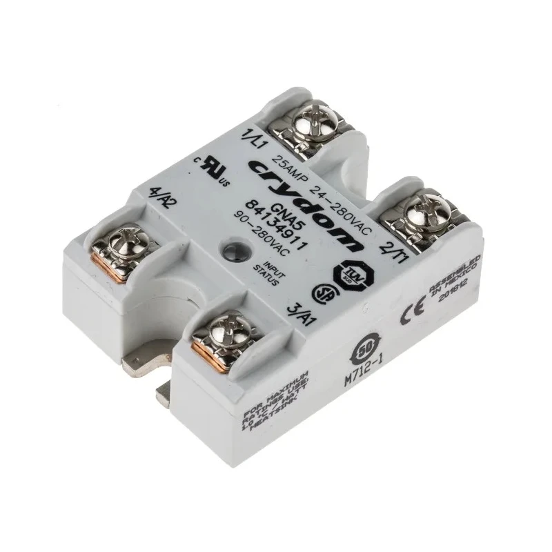 Crydom GNA5 Series Panel Mount Solid State Relay 25 A Load 24-280 V ac Load 90-280 V ac Control GNA5