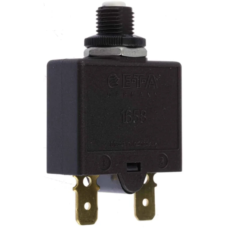 ETA Thermal Circuit Breaker Panel Mount 1-Pole 15A Current Rating 250V AC 28V DC Type R Tripping 1658-G21-02-P10-15A
