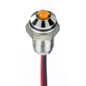 RS PRO Orange Panel Mount Indicator, 10.8V dc, 13.2V dc, 20mA, Lead Wire Termination, IP67, Prominent Bezel 171-3761