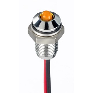 RS PRO Orange Panel Mount Indicator, 10.8V dc, 13.2V dc, 20mA, Lead Wire Termination, IP67, Prominent Bezel 171-3761