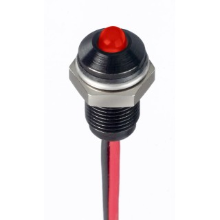 RS PRO Red Panel Mount Indicator 10.8V dc 13.2 V dc 20mA Lead Wire Termination IP67 Prominent Bezel 171-3800