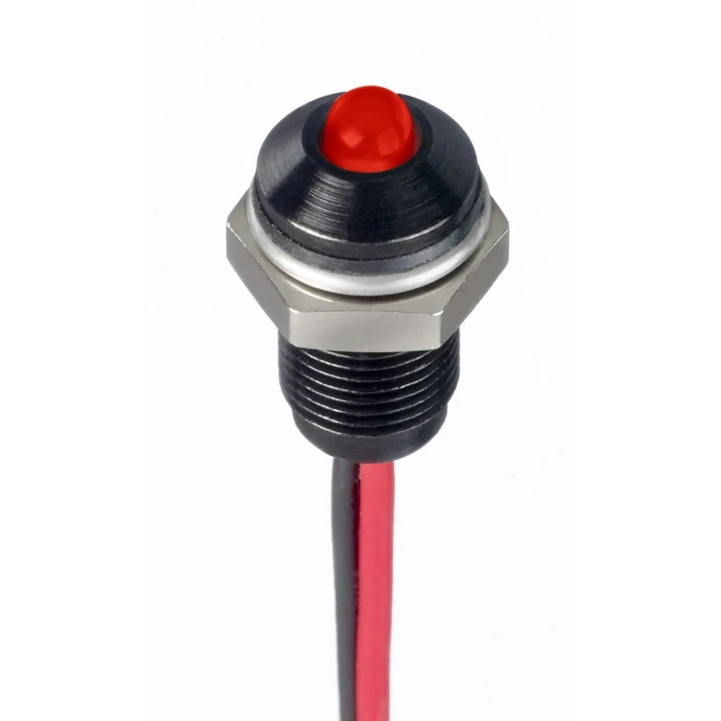 RS PRO Red Panel Mount Indicator 10.8V dc 13.2 V dc 20mA Lead Wire Termination IP67 Prominent Bezel 171-3800