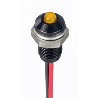 RS PRO Yellow Panel Mount Indicator 21.6–26.4 V dc, 20mA, Lead Wire Termination, IP67, Prominent Bezel 171-3810