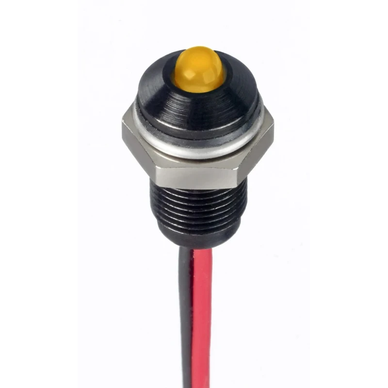 RS PRO Yellow Panel Mount Indicator 21.6–26.4 V dc, 20mA, Lead Wire Termination, IP67, Prominent Bezel 171-3810