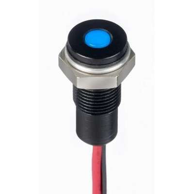 RS PRO Blue Panel Mount Indicator LED 1.8V dc to 3.3V dc, 20mA, Lead Wire Termination, IP67 Flush Bezel 171-3818
