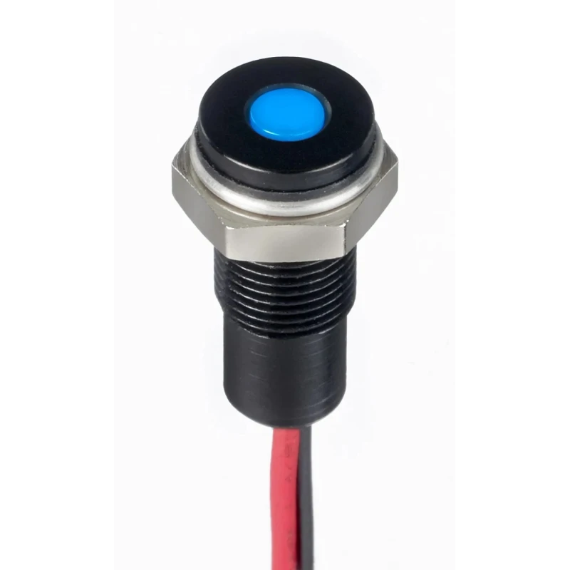 RS PRO Blue Panel Mount Indicator LED 1.8V dc to 3.3V dc, 20mA, Lead Wire Termination, IP67 Flush Bezel 171-3818