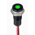 RS PRO Green Panel Mount Indicator, 10.8V DC, 13.2V DC, 20mA, Lead Wire Termination, IP67, Flush Bezel 171-3823
