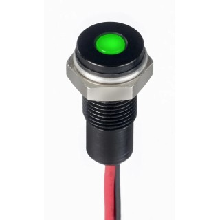 RS PRO Green Panel Mount Indicator 1.8V dc, 3.3V dc, 20mA Lead Wire Termination IP67 Flush Bezel 171-3816