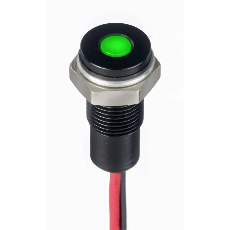 RS PRO Green Panel Mount Indicator 1.8V dc, 3.3V dc, 20mA Lead Wire Termination IP67 Flush Bezel 171-3816