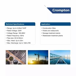 Crompton 7.5 HP Sewage Submersible Pump, STPCS7.52-23