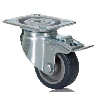 Tente Braked Swivel Castor 40 kg Load Capacity 50 mm Polyurethane Wheel Pressed Steel Frame Zinc Plated 1475PAO050P40