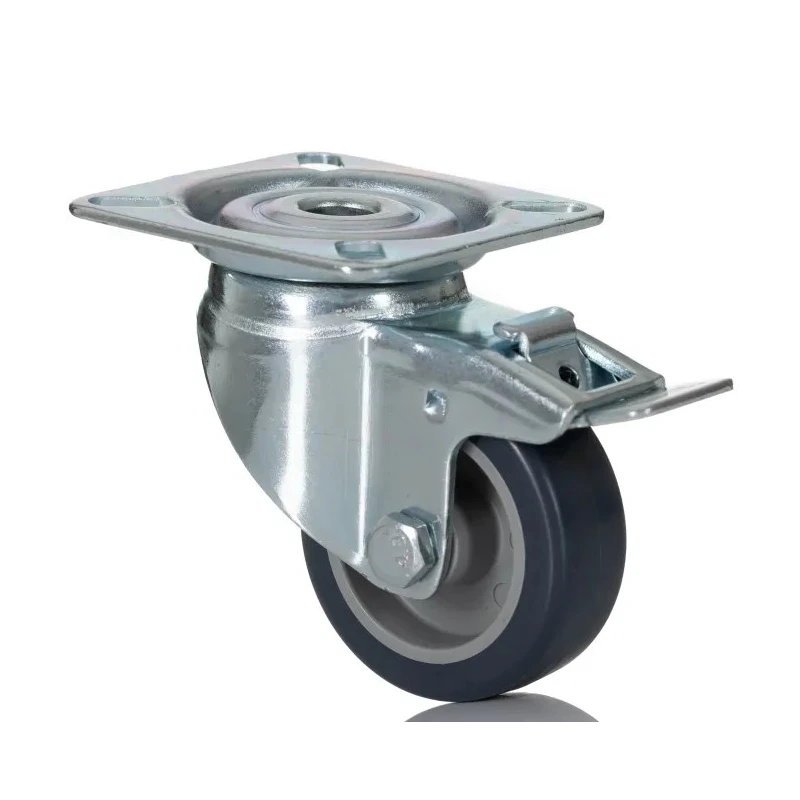 Tente Braked Swivel Castor 40 kg Load Capacity 50 mm Polyurethane Wheel Pressed Steel Frame Zinc Plated 1475PAO050P40