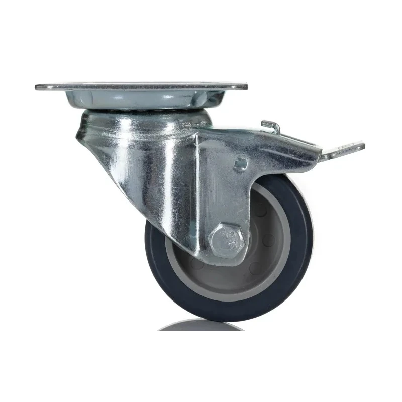 Tente Braked Swivel Castor 40 kg Load Capacity 50 mm Polyurethane Wheel Pressed Steel Frame Zinc Plated 1475PAO050P40