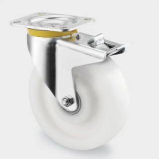 Tente Braked Swivel Castor with 800 kg Load Capacity, 160 mm Polyamide Wheel, Passivated Zinc Plated Steel 4687TOP160P63