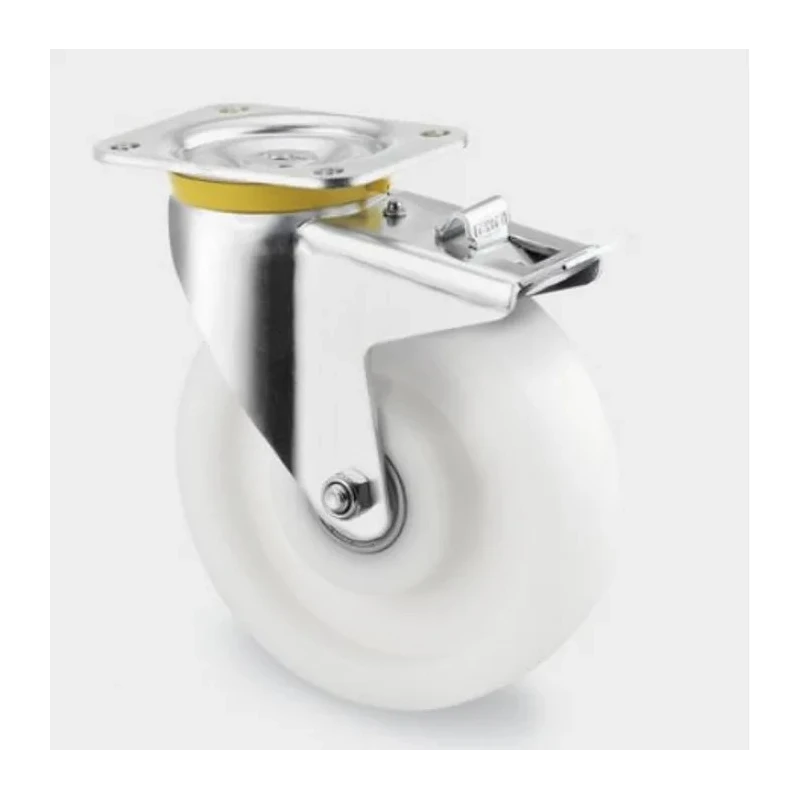 Tente Braked Swivel Castor with 800 kg Load Capacity, 160 mm Polyamide Wheel, Passivated Zinc Plated Steel 4687TOP160P63