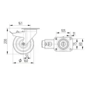 Tente Braked Swivel Castor with 800 kg Load Capacity, 160 mm Polyamide Wheel, Passivated Zinc Plated Steel 4687TOP160P63