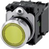 Siemens SIRIUS ACT Illuminated Push Button Complete Unit, Panel Mount, 22 mm Cutout, Yellow, SPST 3SU1152-0AB30-1BA0