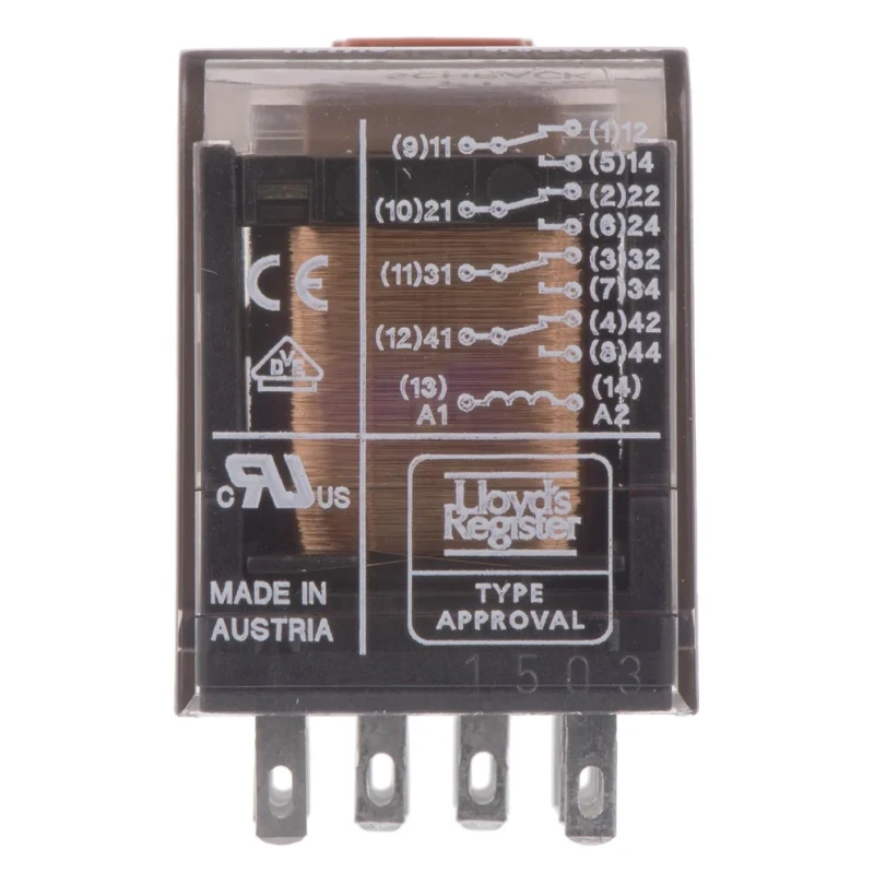 TE Connectivity PCB Power Relay, 115V AC Coil, 6A Switching Current, 4PDT PT570615 9-1419111-0