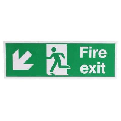 RS PRO Vinyl Fire Exit Sign, English Text, Self-Adhesive Vinyl, 150mm x 450mm 370-1144
