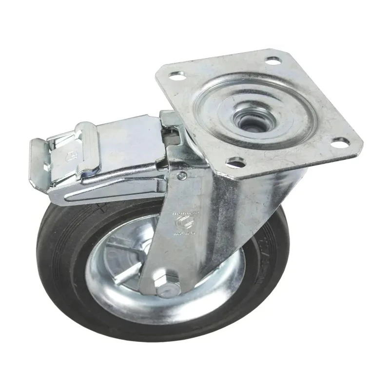 LAG Braked Swivel Castor with 230 kg Load Capacity, 200 mm Rubber Wheel, Galvanised Steel Frame S501873