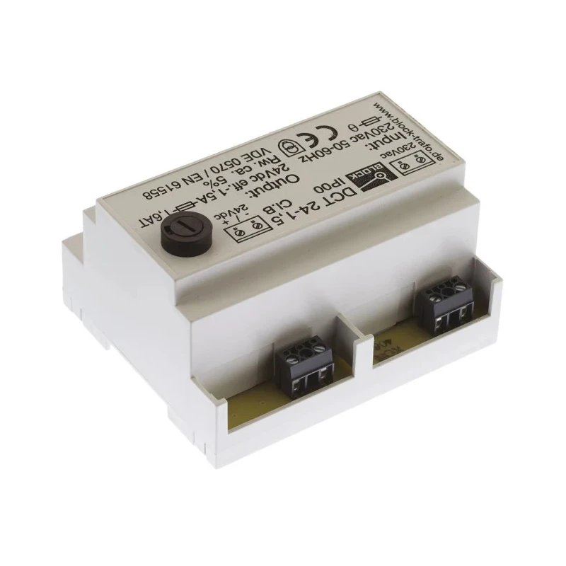 Block Linear DIN Rail Power Supply 230V AC Input 24V DC, 1.50A Output, 36W Power DCT24/1.5