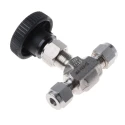 Parker Stainless Steel Needle Valve Inline 1/4in Double Ferrule Tube Fitting Ends, Hard Seat Stem, Teflon Packing M6A-V4LR-SS