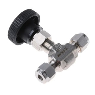 Parker Stainless Steel Needle Valve Inline 1/4in Double Ferrule Tube Fitting Ends, Hard Seat Stem, Teflon Packing M6A-V4LR-SS
