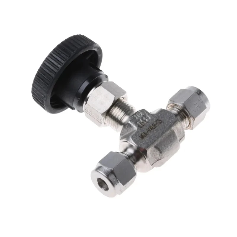 Parker Stainless Steel Needle Valve Inline 1/4in Double Ferrule Tube Fitting Ends, Hard Seat Stem, Teflon Packing M6A-V4LR-SS