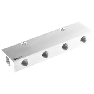 Legris Pneumatic Manifold 8 Outlet Ports Anodised Aluminium 20 bar Max Pressure 3313 13 17 04